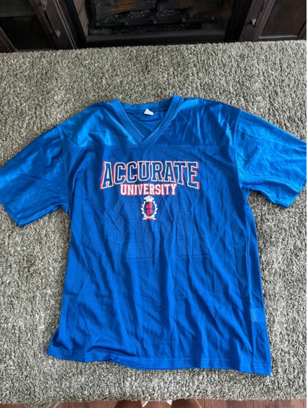 Sport-Tek Blue Mesh 'Accurate University' V-Neck Jersey Shirt Size Large